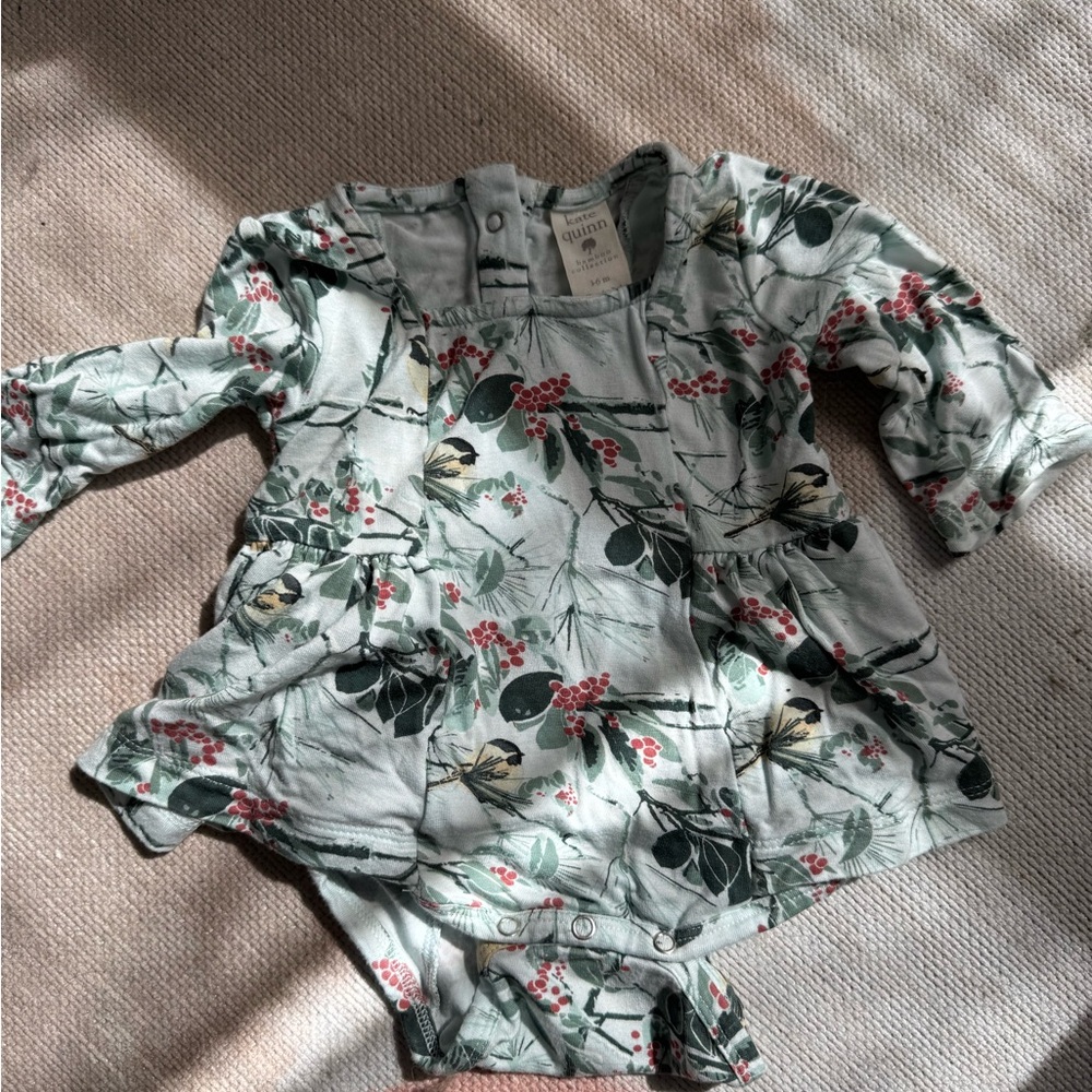 Kate Quinn Floral Kids One Piece - Green and Red